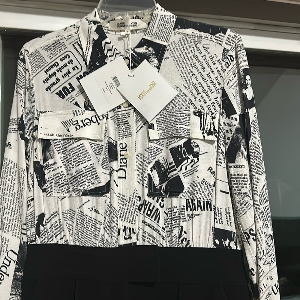 Diane Von Furstenberg Newspaper /Newsprint Jumpsuit new with tags